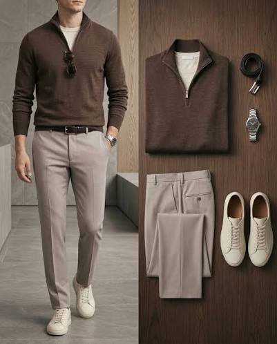 English Laundry men's dress shirt and trousers styled together